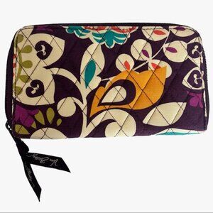 Vera Bradley Accordion Wallet in Plum Crazy Pattern 8" x 4"